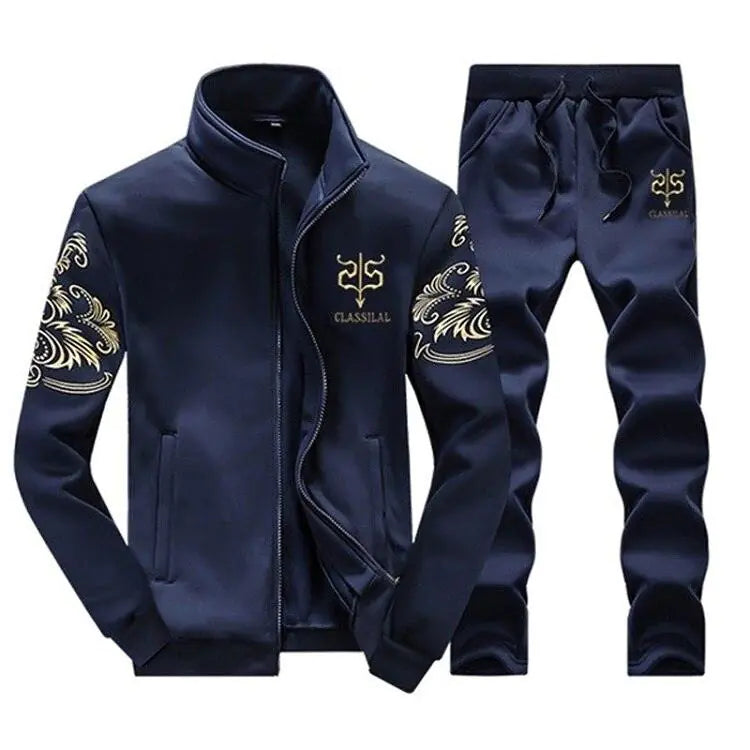 Men's Zipper Sweat Suit Set