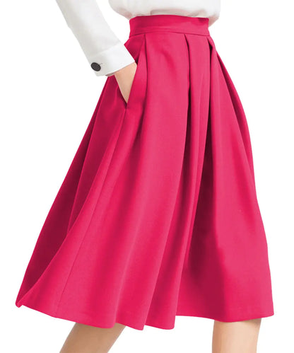 High-Waisted Pleated Midi Skirt