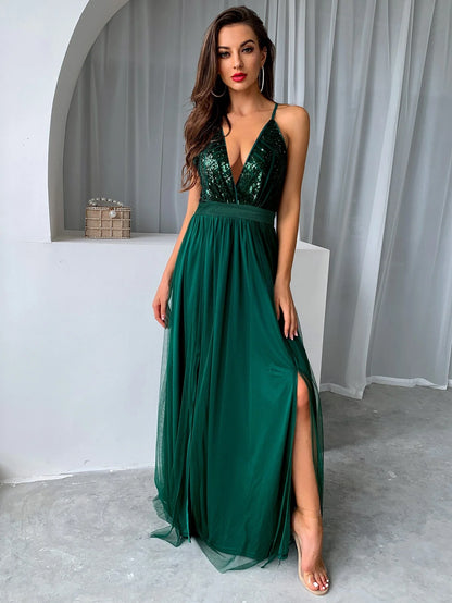 V-Neck Backless Maxi Dress