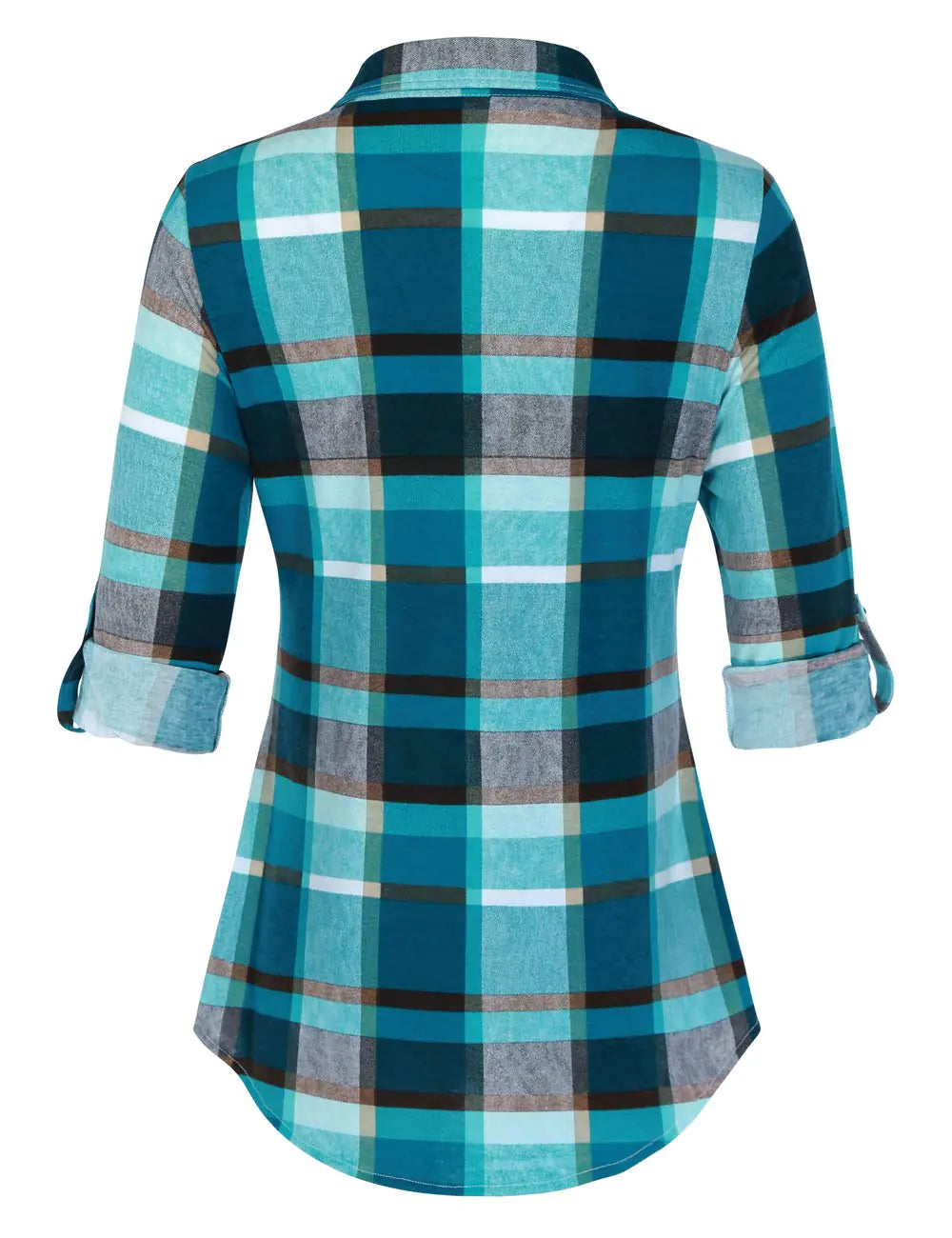 Women's Soft Stretchy Knit Plaid Collared Shirt