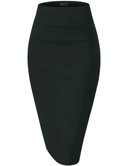 Nylon Stretch Pencil High-Waist Skirt