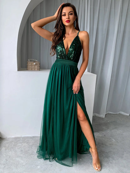 V-Neck Backless Maxi Dress