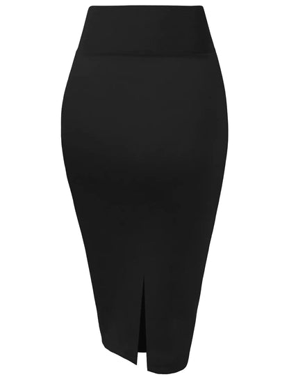 Nylon Stretch Pencil High-Waist Skirt