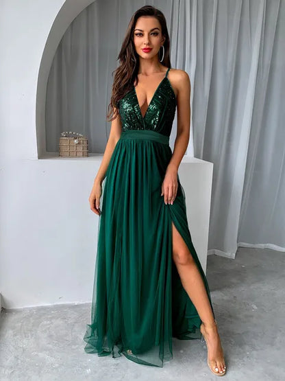 V-Neck Backless Maxi Dress