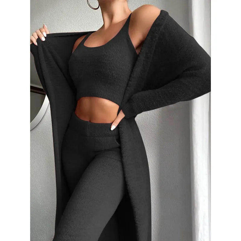 Women's Casual V-Neck Plush Suit